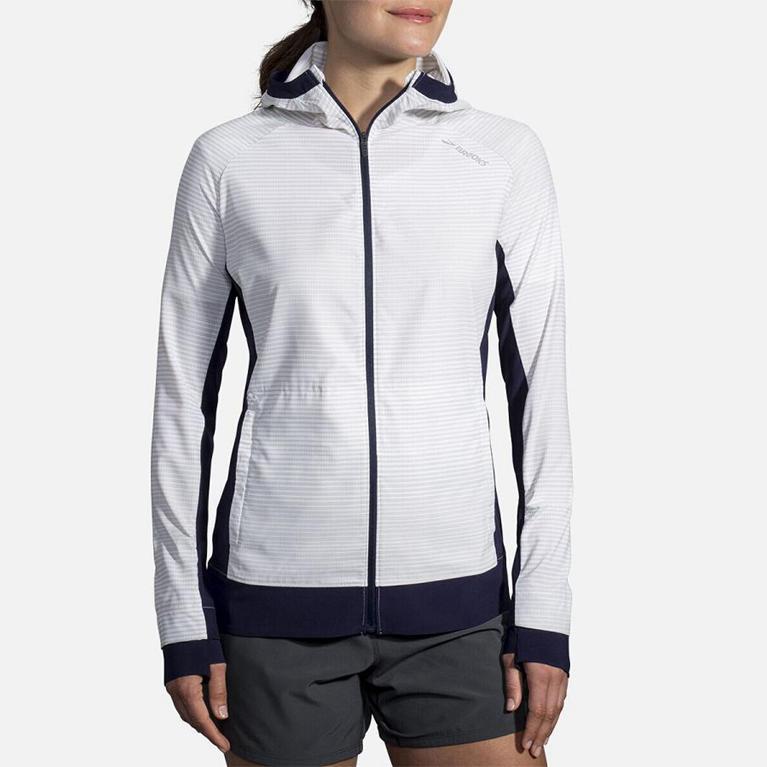 Brooks Canopy Womens Running Jackets - White - Indonesia (NVHI-69471)